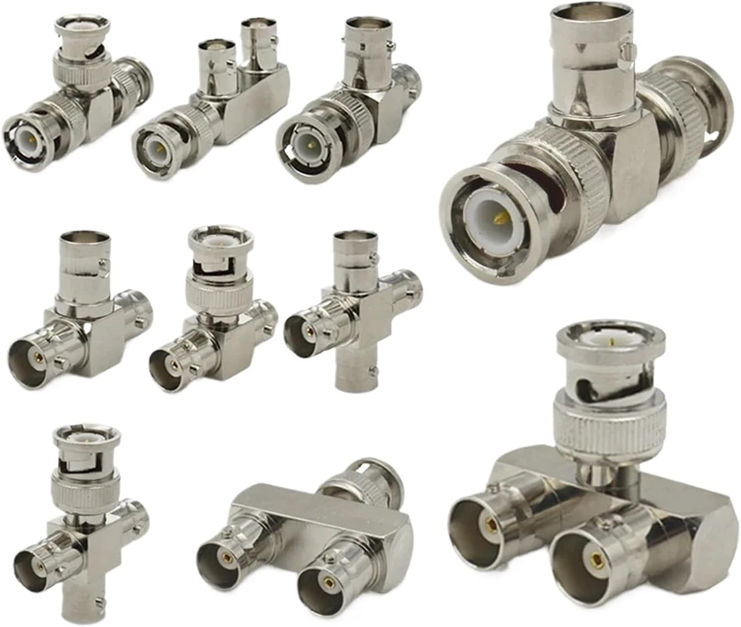BNC Connector Q9 to Male Female Adapter Right Angle Tee Type 3way 4way Splitter 2X Double 3+4Types(Type10)