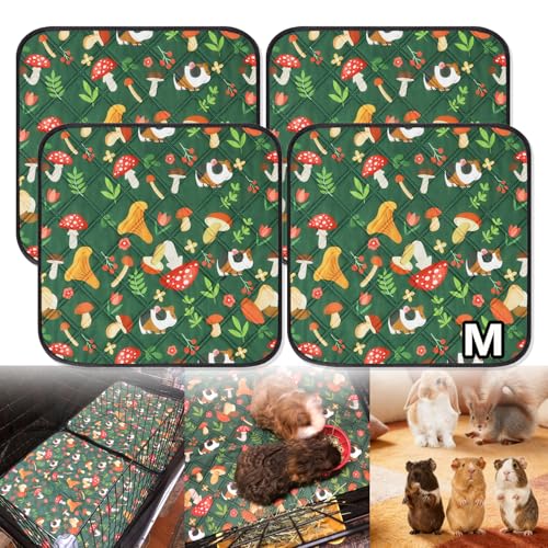 4 Packs Guinea Pig Cage Liner Hamster Pee Pad Bedding Washable & Air Dried Pee Pad Absorbent Rabbit Cage Liner for Small Animals Chinchillas Rabbits Bunny