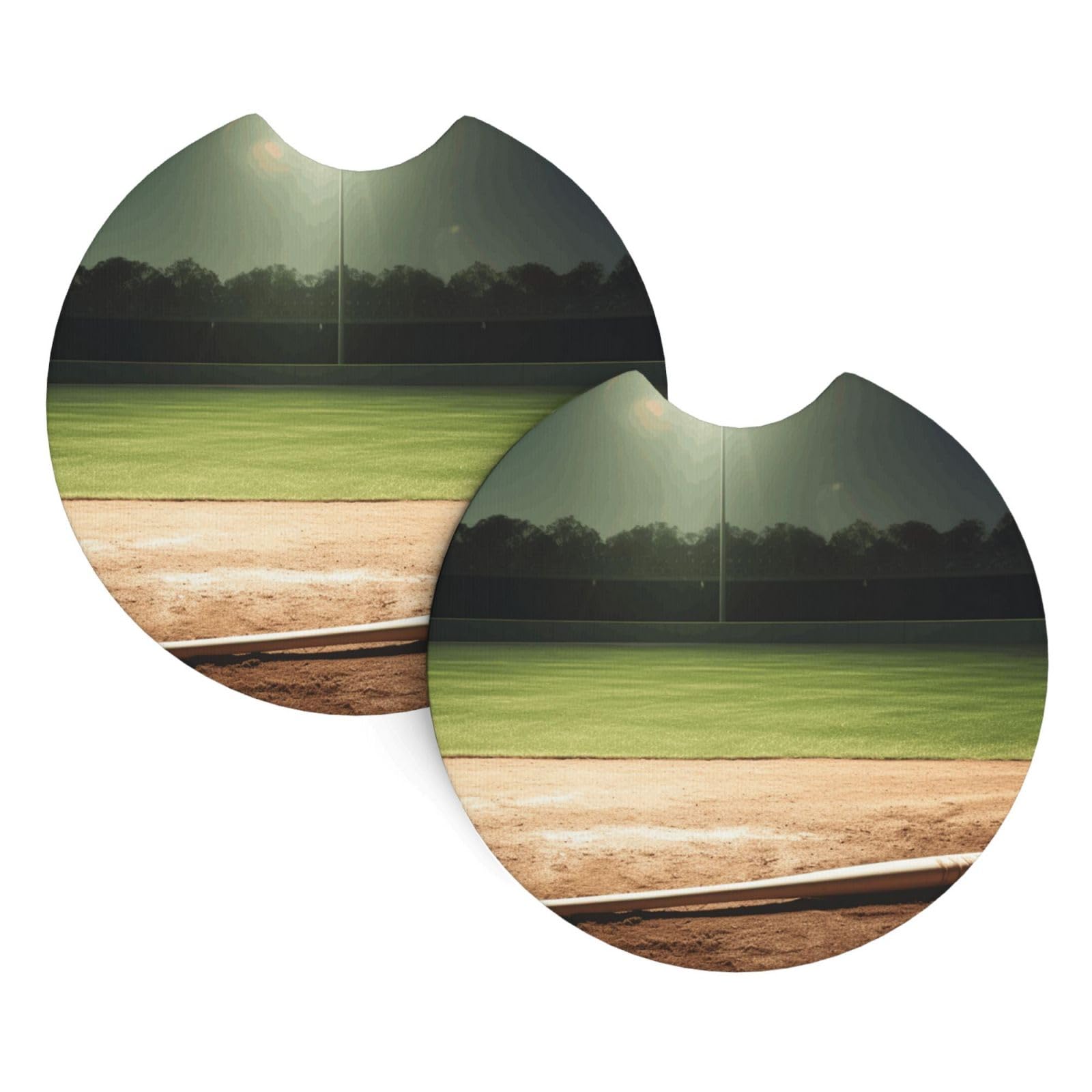 2PCS Car Coaster for Cup Holders Universal Auto Cup Mat Baseball Sports Field Cup Coaster Pad 2.7" Waterproof Neoprene Non-Slip Cup Holder Coasters Car Interior Accessories for Women Men