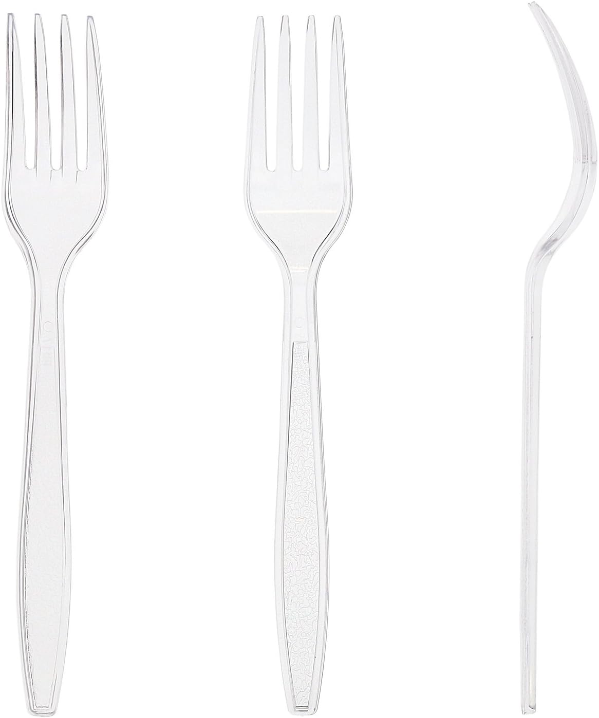 AmerCareRoyal Heavy Weight Unwrapped Disposable Polystyrene Plastic Forks for Restaurants and Catering in Retail Packaging, Clear, Pack of 1000