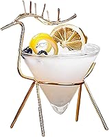 Vista 1 de Firlar Juego de 2 vasos de Martini, juego de entretenimiento de vidrio y metal, vasos de cóctel creativos de 5.4 onzas con soporte de cervatillo