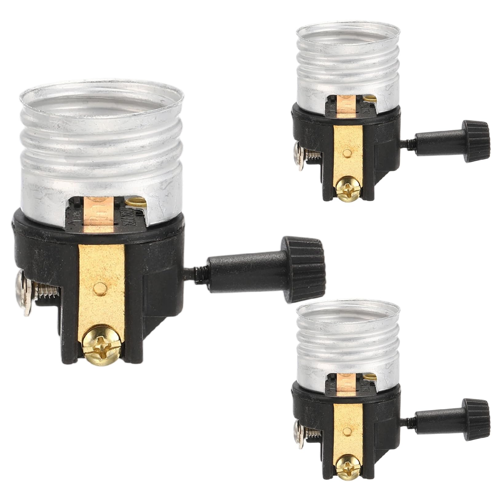 VIAPUICE UL Listed Screw-Lock E26 Light Socket 3Pack Silver Black — image 1