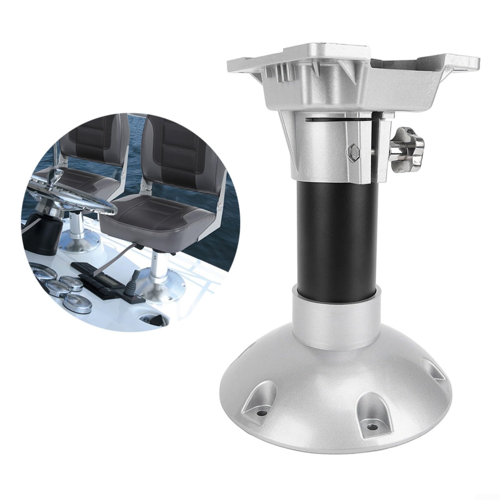 Pedestal de asiento marino anti vibración 330mm alto soporte de aleación de aluminio para yate barco cubierta capitán silla placa base