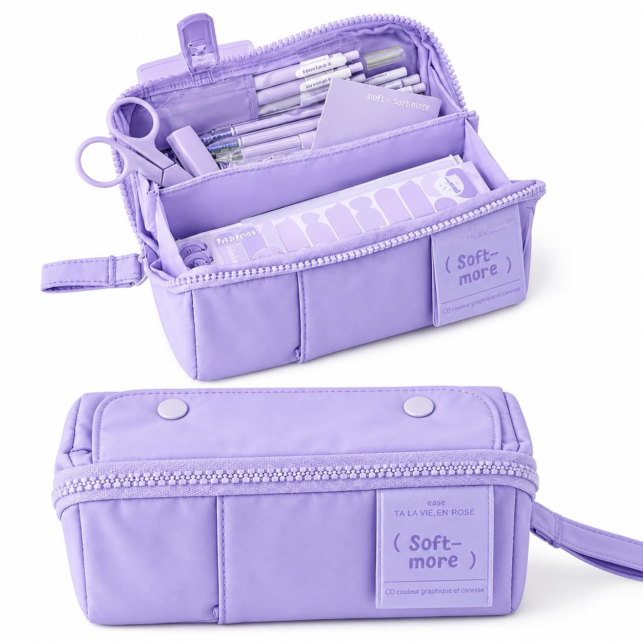 Invite Multi-Functional Soft Pencil Case for Girls – Large Capacity Zipper Pouch with Multiple Compartments – Aesthetic St...