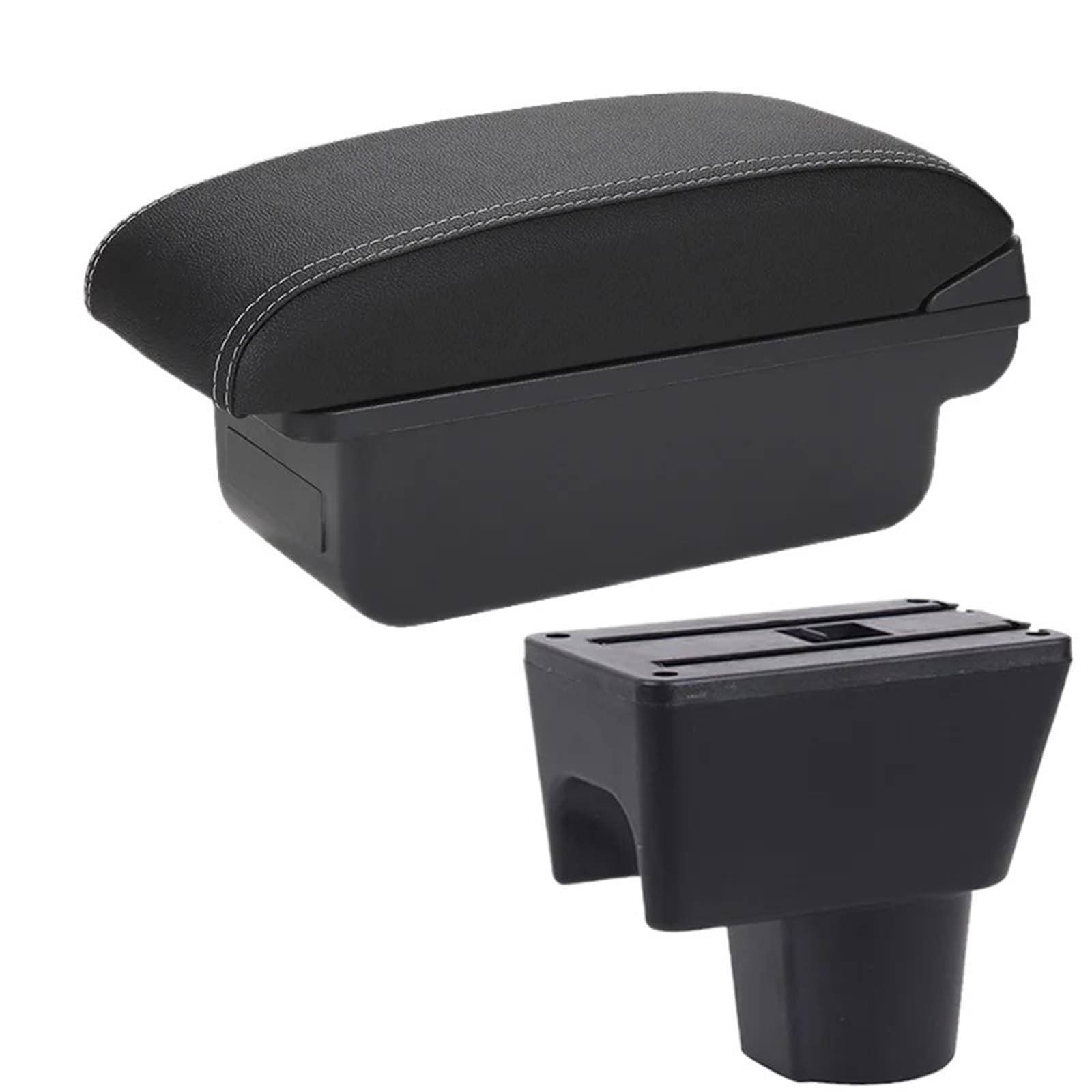 POZMNGTI Armrest Compartment Armrest Fit For Nissan Terrano 3 Renault Duster Oroch Car Armrest Box 2012-2018 Storage Box Parts Car Accessories(C3 Black white NOUSB)