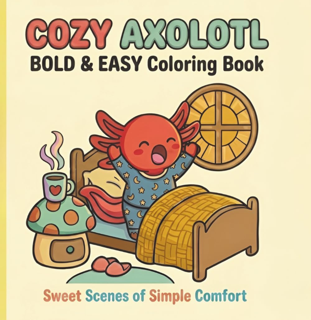 Cozy Axolotl: A Stress-Relief Coloring Adventure for Nature Lovers