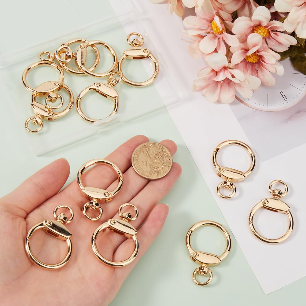 GORGECRAFT 12pz Rotondo Girevole Clip Fibbia Moschettoni Lega Occhiello Cerchio Moschettone Clip A Molla O Anello Gancio Chiusura Cancello Oro per Portachiavi Borse Borse Cinture Artigianato Fai Da Te