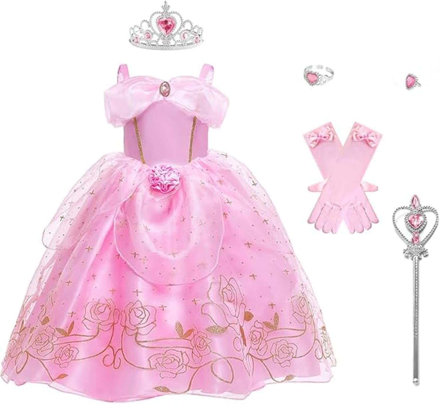 Princess Costume for Girls Birthday Party Outfit Halloween Cosplay Dress up with Accessories for 3T-12