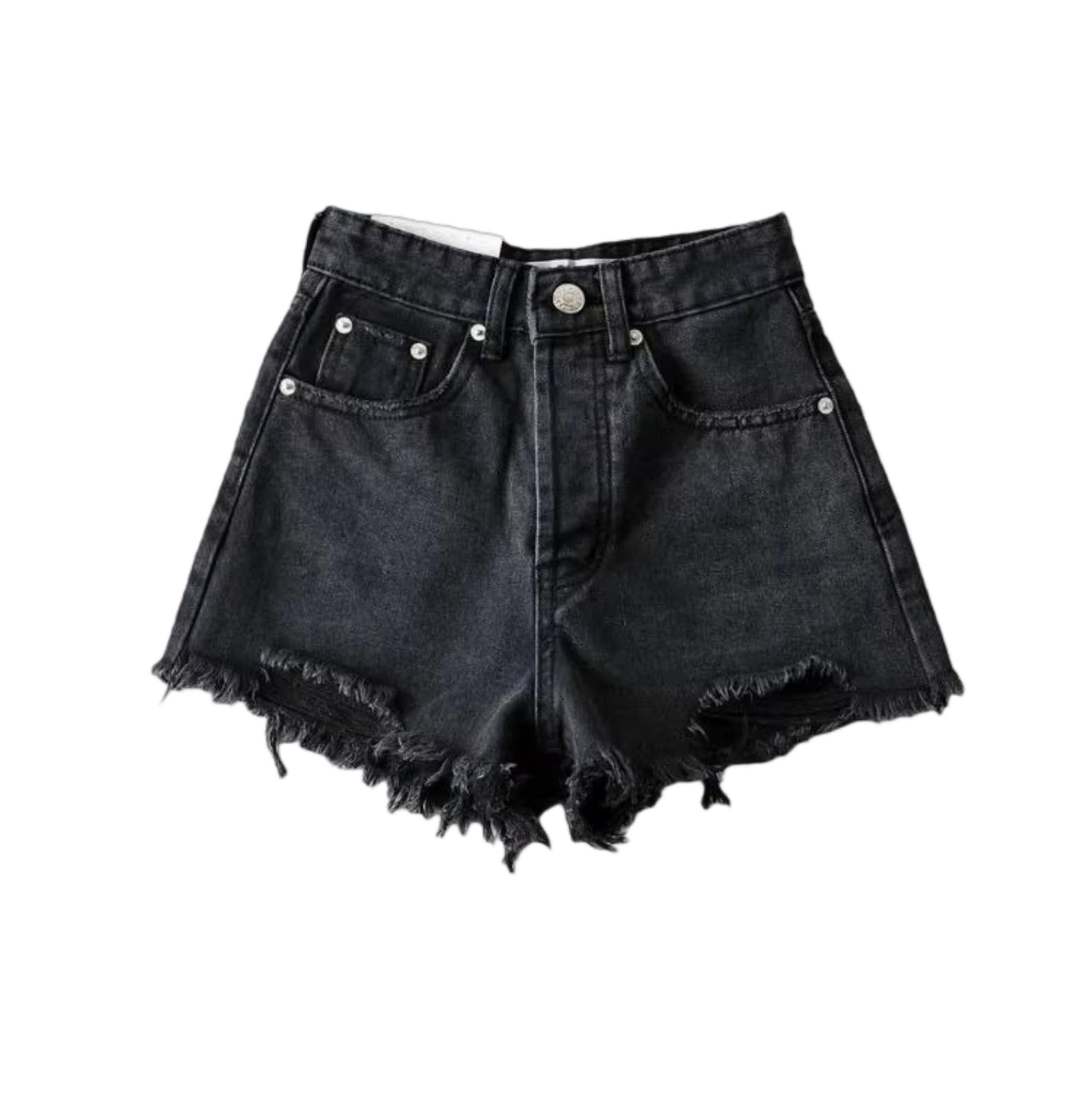 Jeans Shorts Damen Amerikanische Retro Gewaschen Und Alte Raue Kante Zerrissen Denim Sexy Mädchen Stil Hosen Frauen-Black-l
