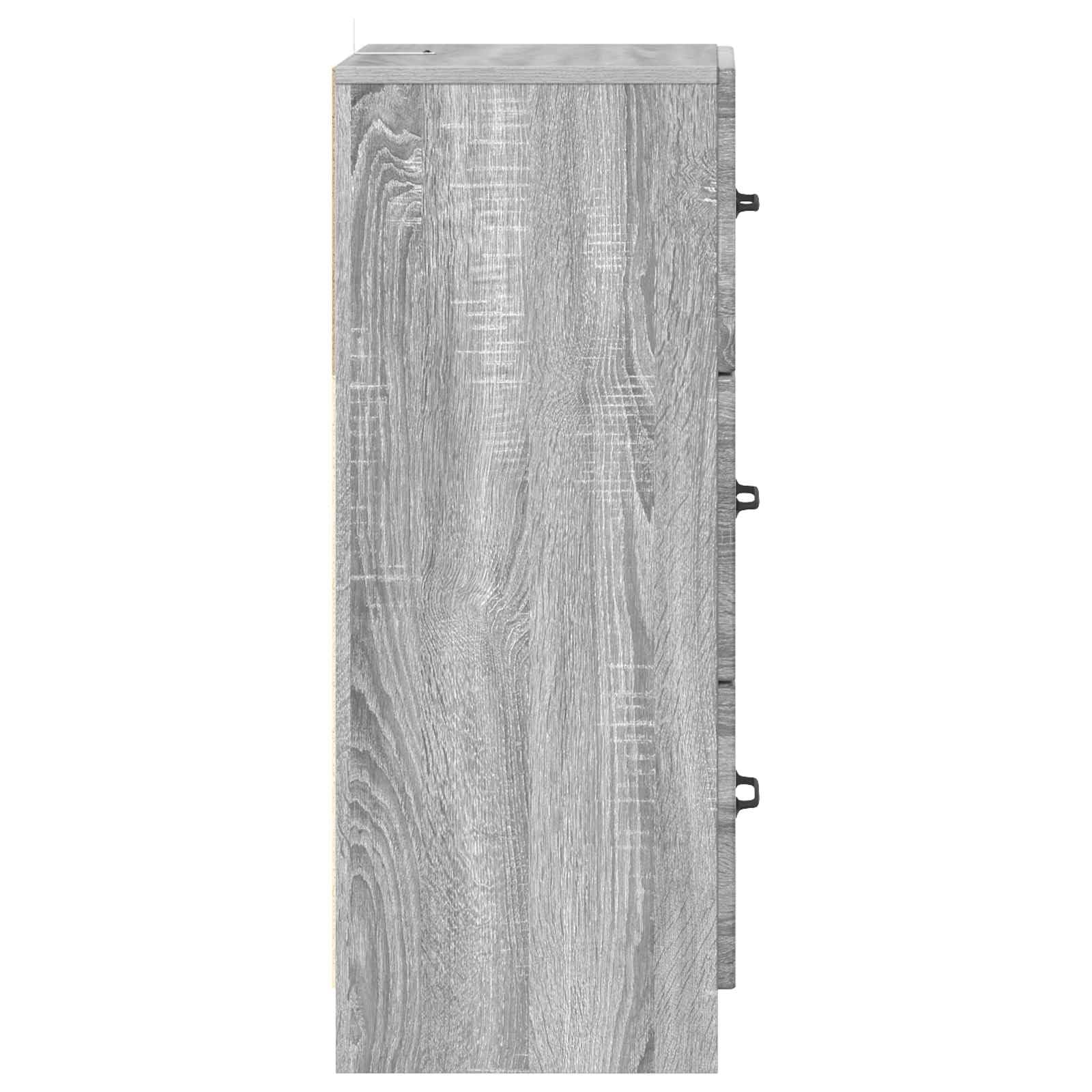 Cassettiera grigio Sonoma, 33 x 34,5 x 87 cm, in legno, con 3 cassetti, armadietto sottile per soggiorno, corridoio e ufficio, organizer