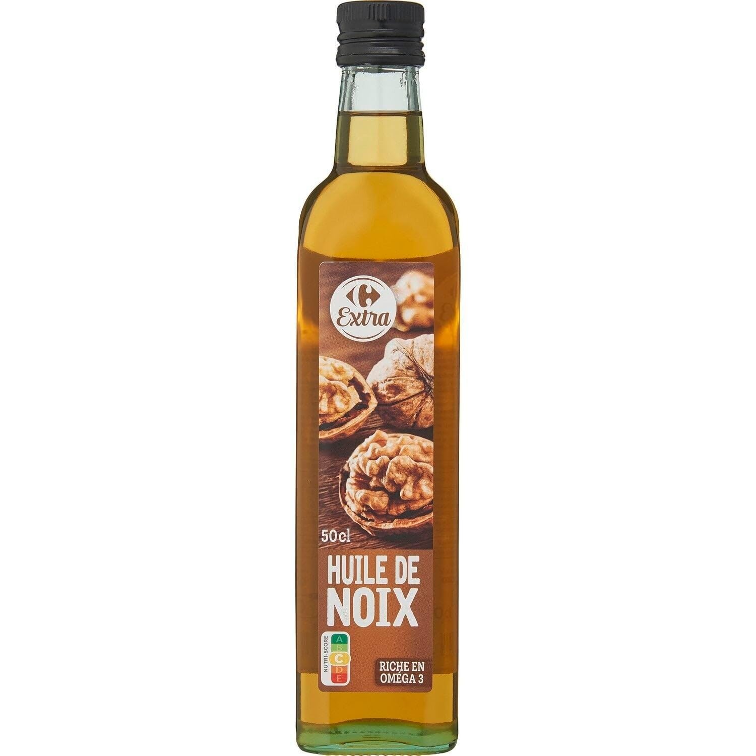 Saveur authentique et apport en oméga 3 avec CARREFOUR EXTRA Huile de Noix, bouteille en verre de 50cL (0.46 kg) - Lot de 3