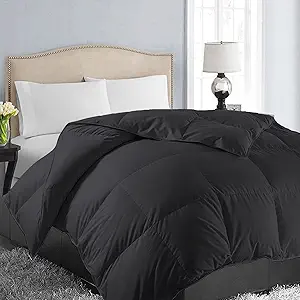EASELAND California King Down Alternative Comforter - Quilted Duvet Insert for All Seasons, Soft Lightweight with Corner Tabs, Summer Winter Warm Bedding, Black 96x104 Inches