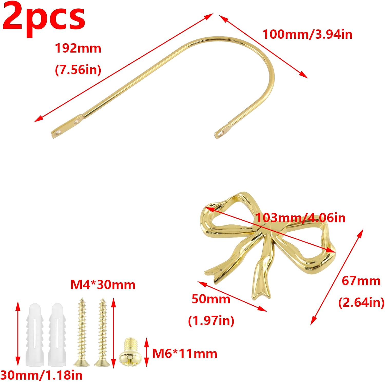 Antrader Bow Curtain Holdbacks,Metal Curtain Holder,Gold,2Pcs | Modern Window Drapery Tiebacks with Bow Finials for Living Room Bedroom Office Home Decoration