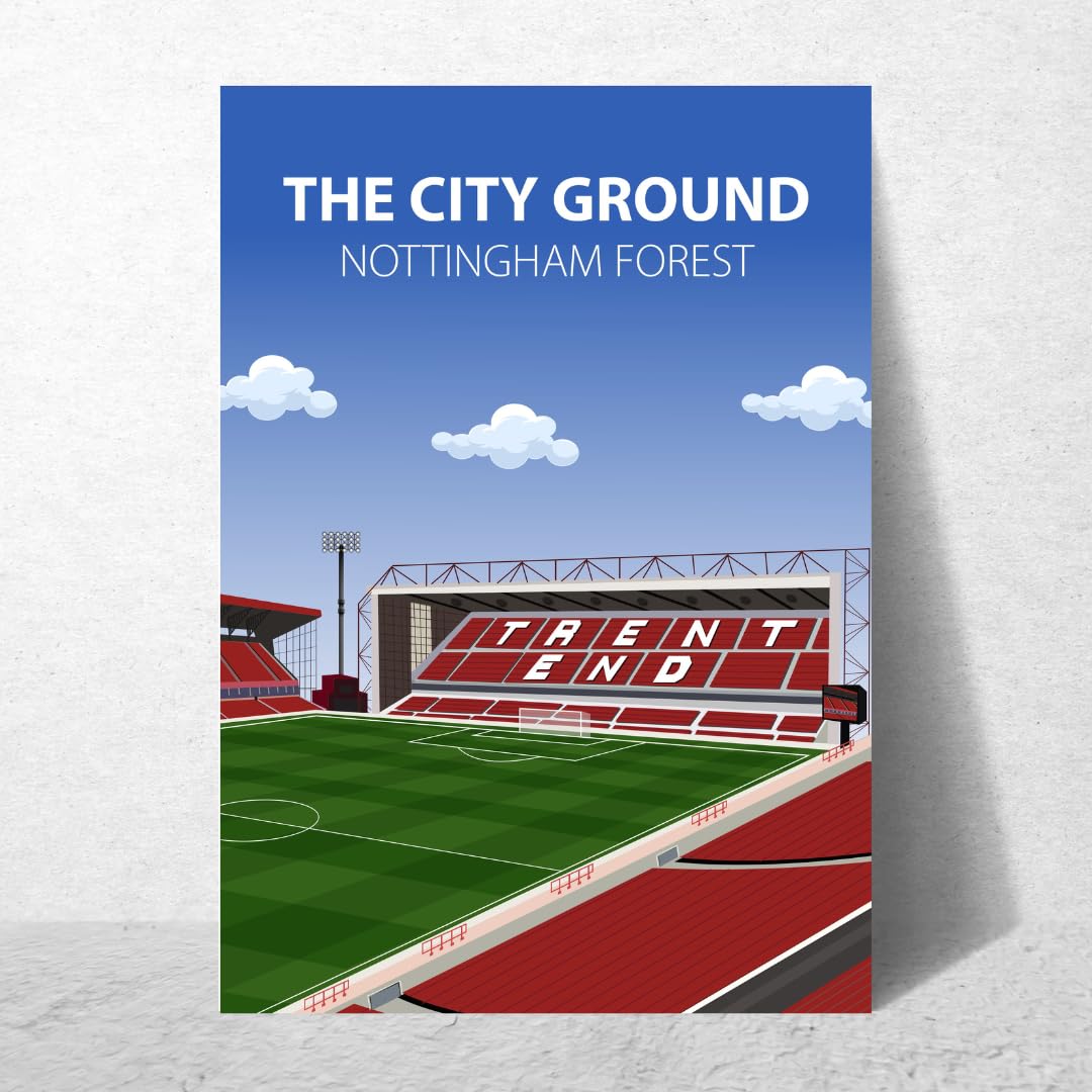 City Ground Stadium Poster, Nottingham Forest FC Wall Art, Framed or Print Only (A4 Print Only, Unframed)