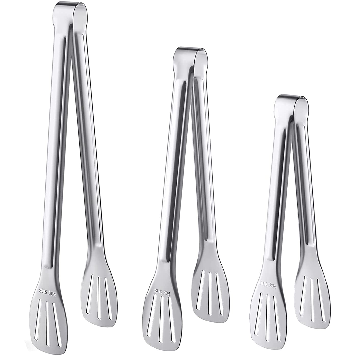 Set of 3(14'',12'',9''), Kitchen Tongs,Cooking Tongs Stainless Steel Non Stick Barbecue Tongs for Salad,BBQ,Serving,Buffet,Ice,Frying Tongs Utensils Cooking Food