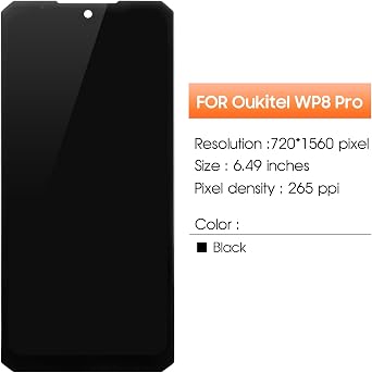 Screen for Oukitel WP8 Pro Screen Replacement for Oukitel WP8 Pro LCD Screen for WP8 Pro Touch Display Digitizer Assembly Repair Parts(Black)