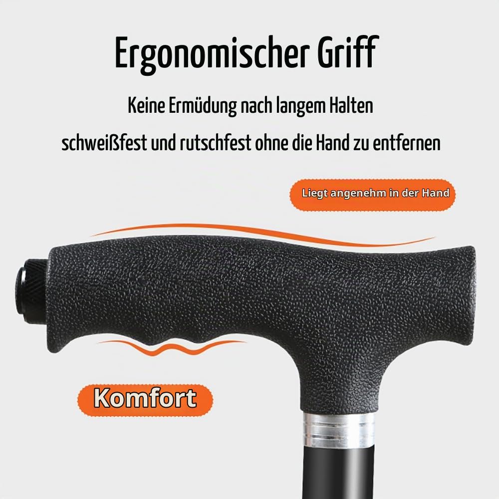 Gehstock Mit Sitz,Sitzstock,Mit 3 Beinen,Faltbarer Mit Ständer,120kg Gewichtskapazität,In Fünf Positionen Höhenverstellbar,Für Ältere Menschen, Behinderte Und Ruhende