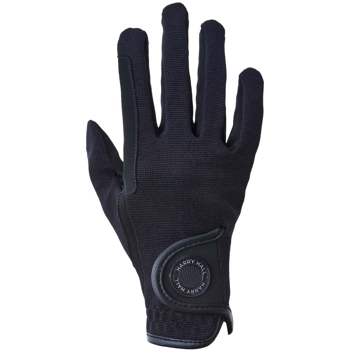 Harry Hall All-Season Junior Riding Gloves with Close Contact Nubuck Suede Palm & Stretchy Polyamide Upper - Secure Hook & Loop Fastening, Hand Wash Only - Black - SM