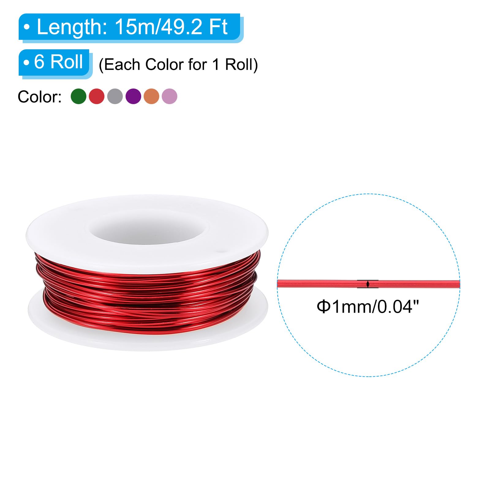 PATIKIL 18 Gauge 1 mm Aluminum Craft Wire - Image 2