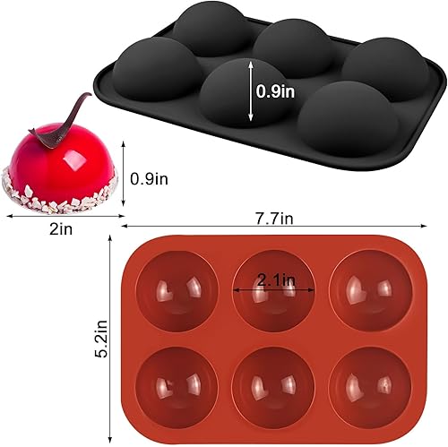 Vista 2 de BUSOHA Moldes de silicona para chocolate, paquete de 4 moldes de silicona para hornear pasteles de 6 cavidades, molde mediano para hornear