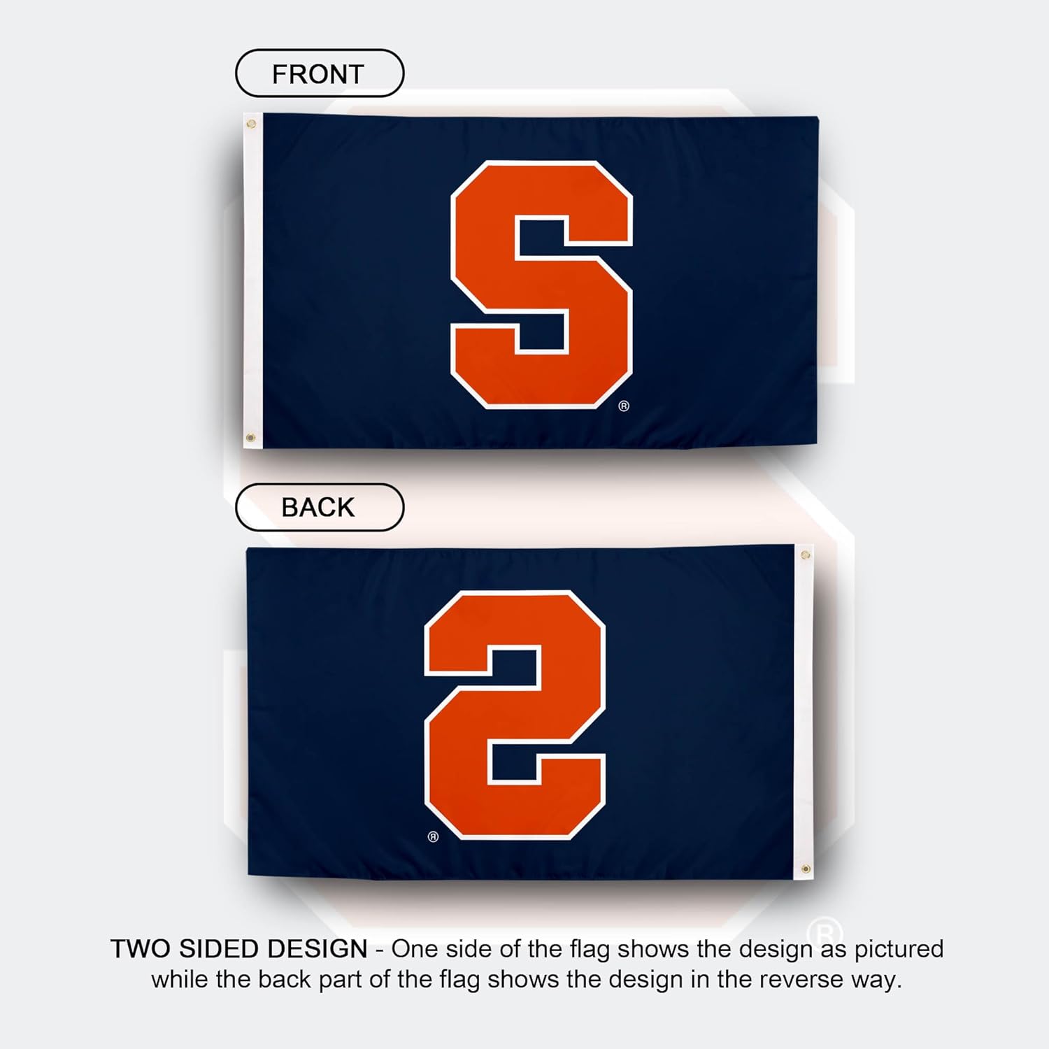 Desert Cactus Syracuse University SU Flag - 3 x 5 Feet Orange Banner, Indoor/Outdoor Durable Fabric, 100% Polyester Design (Style 1) - Image 2