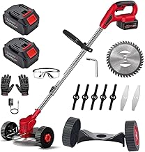 PIEZANO Cordless Grass Cutter Machine for Garden – 48V Electric Brush Cutter with 2 Batteries | Powerful Grass Cutting Machine for Home Lawn & Garden Maintenance