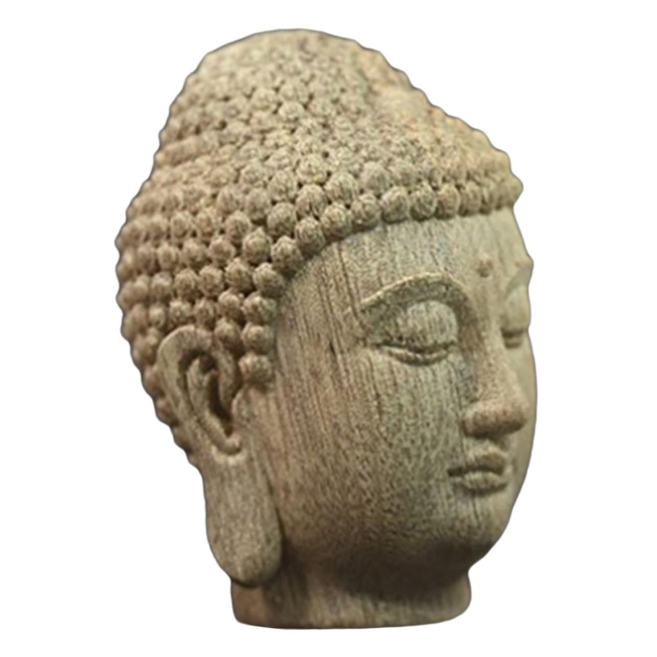 Statue Tête de Bouddha en Bois Décoration Asiatique et Artisanat pour Maison