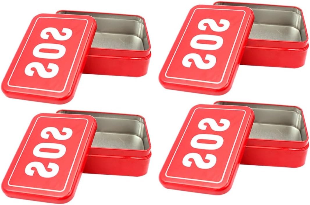Cabilock 4pcs Outdoor Tool Storage Box Set, Red Tinplate Small Tool Organizer Case for Travel and Camping, Portable Outdoor Equipment Container
