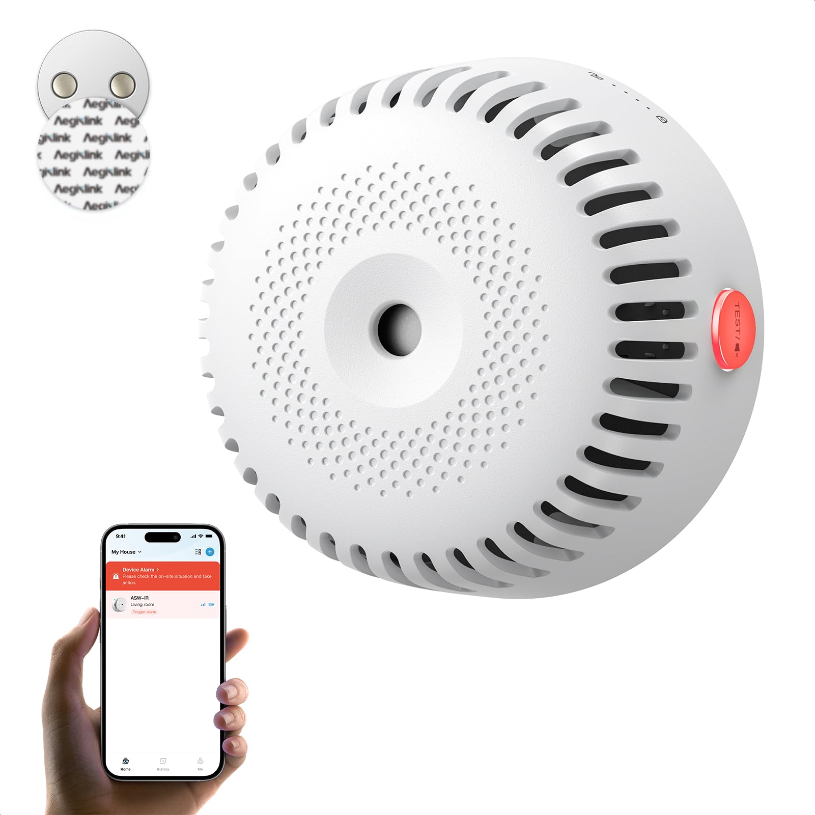 AEGISLINK Wi-Fi Smoke Alarm with Magnetic Mount, ASW-iR, 1-Pack