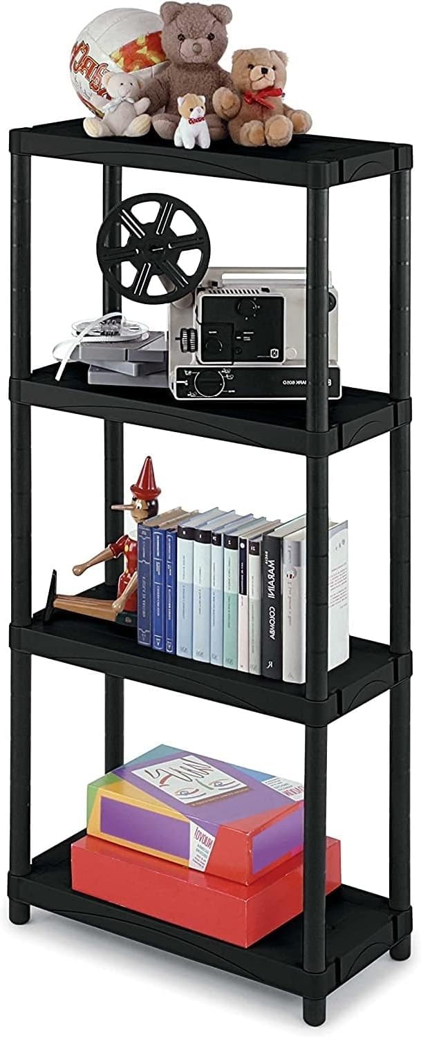 Megashopitalia Scaffale Modulare a 4 Ripiani da Interno in Plastica 30kg per Ripiano (L70xP30xH133 cm)