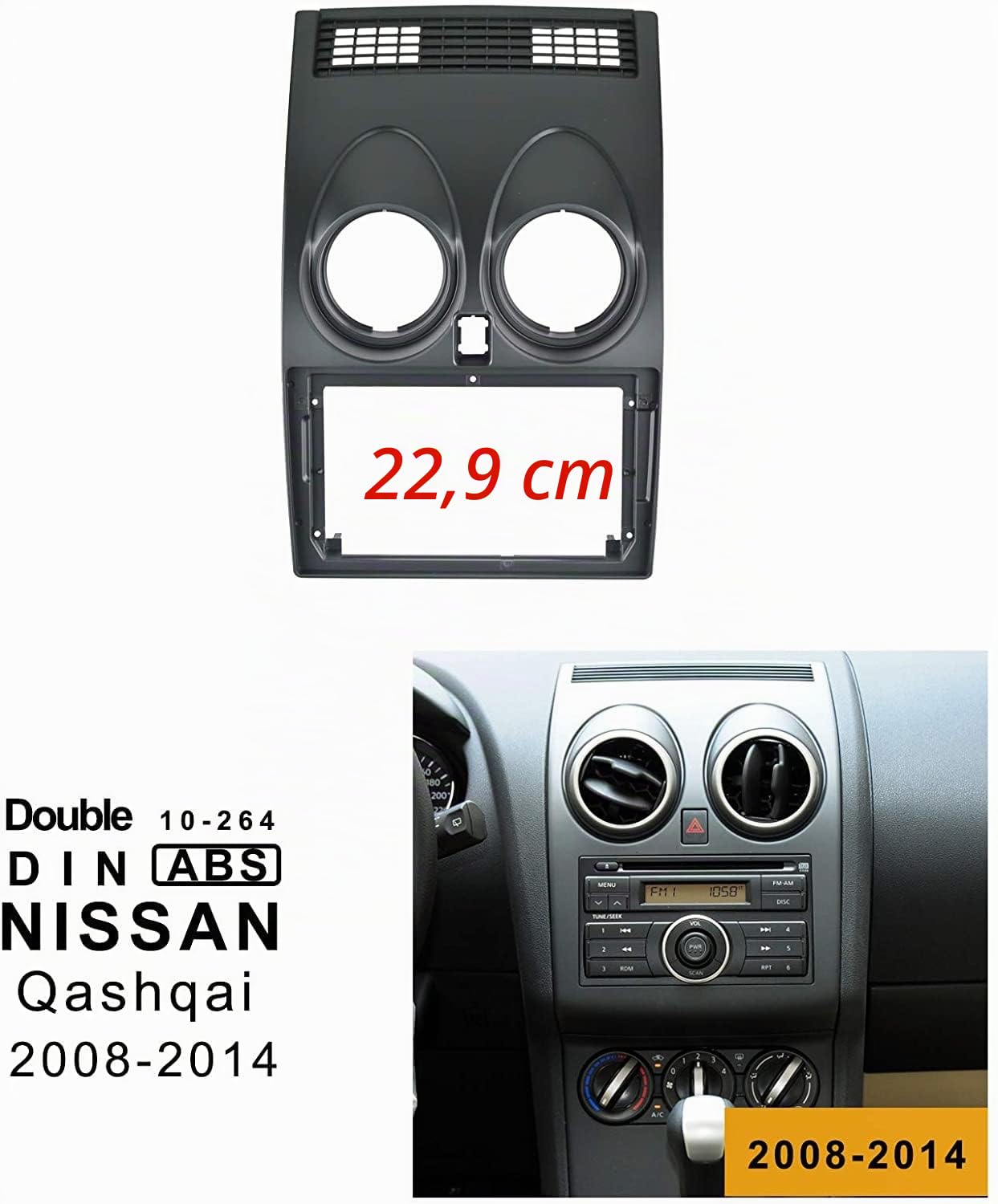 YUNTX 2-DIN Marco de plástico para Radio para Nissan Qashqai J10(2008-2014)