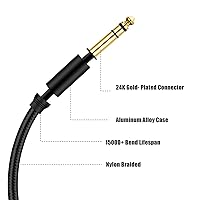 Vista 5 de Cable de instrumento TRS de 1/4 pulgadas de 3 pies, TRS de 0.250 in a 0.250 in TRS Cable de audio estéreo macho a macho de ángulo recto a recto