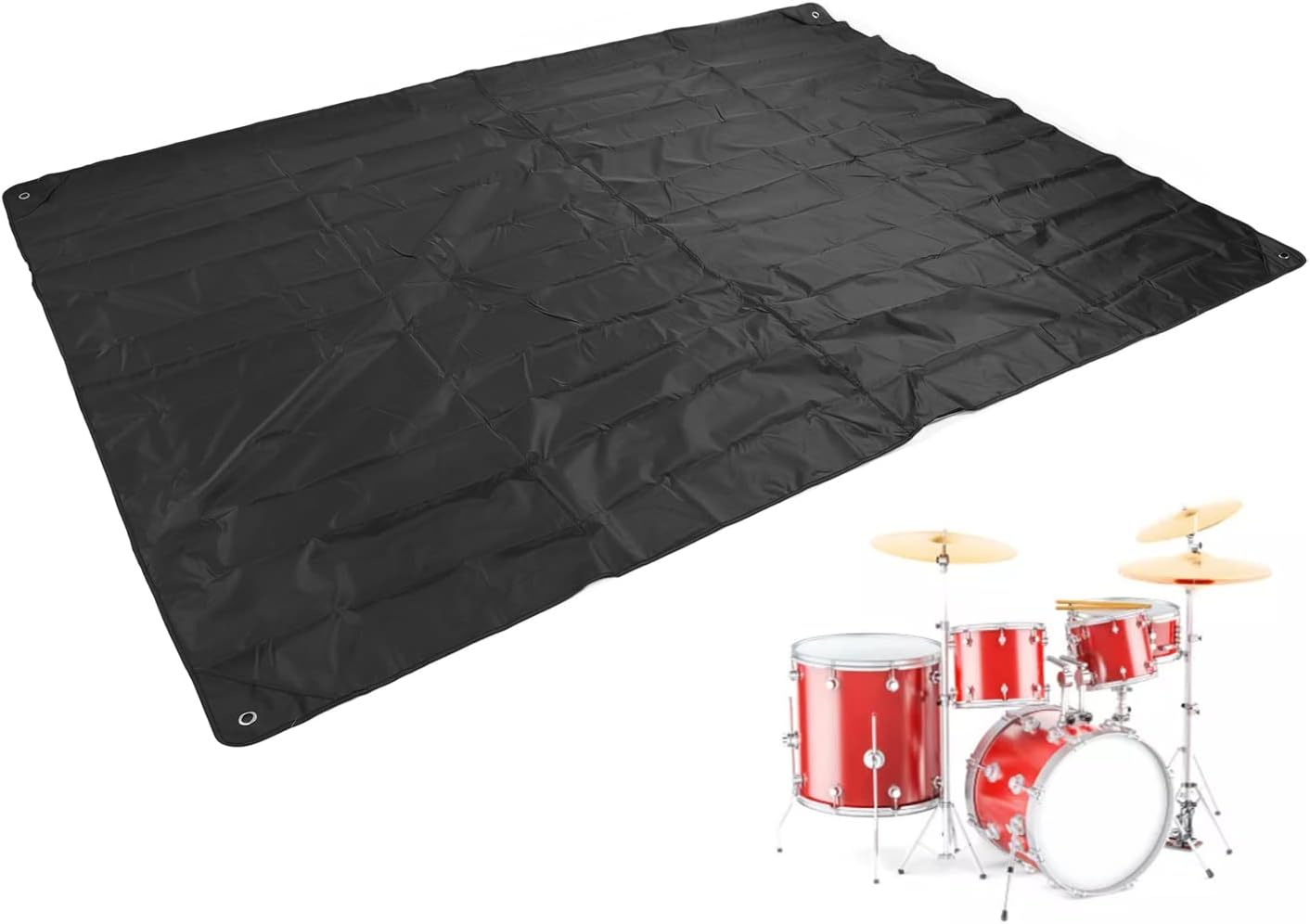FLEXMAN Drum Set Cover, 203X274cm Foldable Drum Set Dust Cover 420D Oxford Cloth Folding Furniture Dust Cover with Hook Holes, Electric Drum Accessories for Drums, Folding Tables (Black)