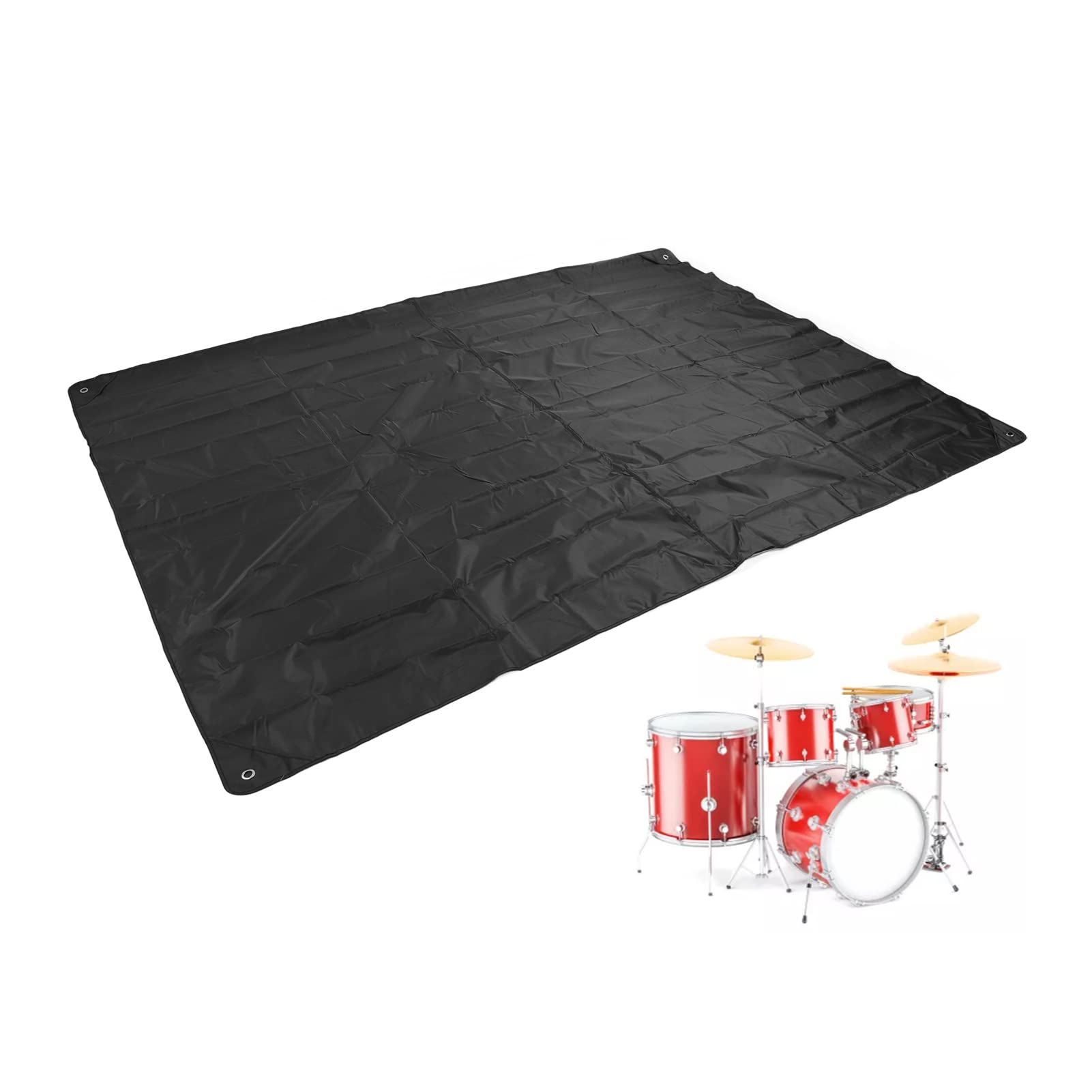 FLEXMAN Drum Set Cover, 203X274cm Foldable Drum Set Dust Cover 420D Oxford Cloth Folding Furniture Dust Cover with Hook Holes, Electric Drum Accessories for Drums, Folding Tables (Black)