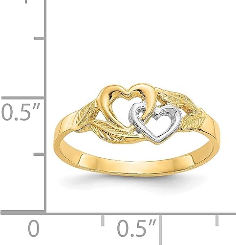 Miniatura 3 de Oro amarillo de 14 quilates blanco 2 corazones tamaño 600 joyería fina de amor para mujer regalos para ella Oro amarillo de 14 quilates oro amarillo