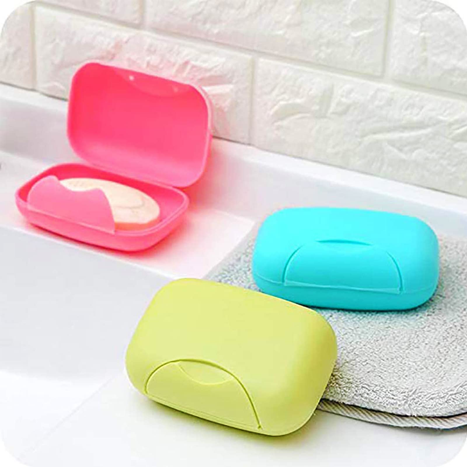 Boîte à savon en plastique rose pour salle de bain, camping, voyage Boîte à savon en plastique rose pour salle de bain, camping, voyage