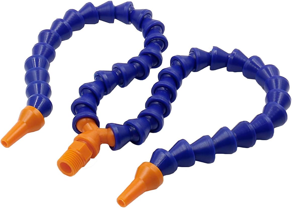 Baomain 1/4" PT Male Thread Y Shape Coolant Hose, 3mm Round Nozzle, 11.8 Inch Flexible Plastic Pipe for CNC, Lathe, Milling Machine Water Oil Coolant