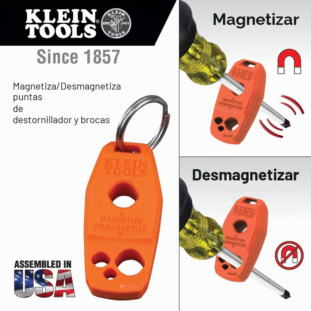 Klein Tools Juego de destornilladores de 6 piezas incluye magnetizador/desmagnetizador, 3 ranurados, 3 Phillips, agarre de cojín cómodo, mecanizado de precisión 85146