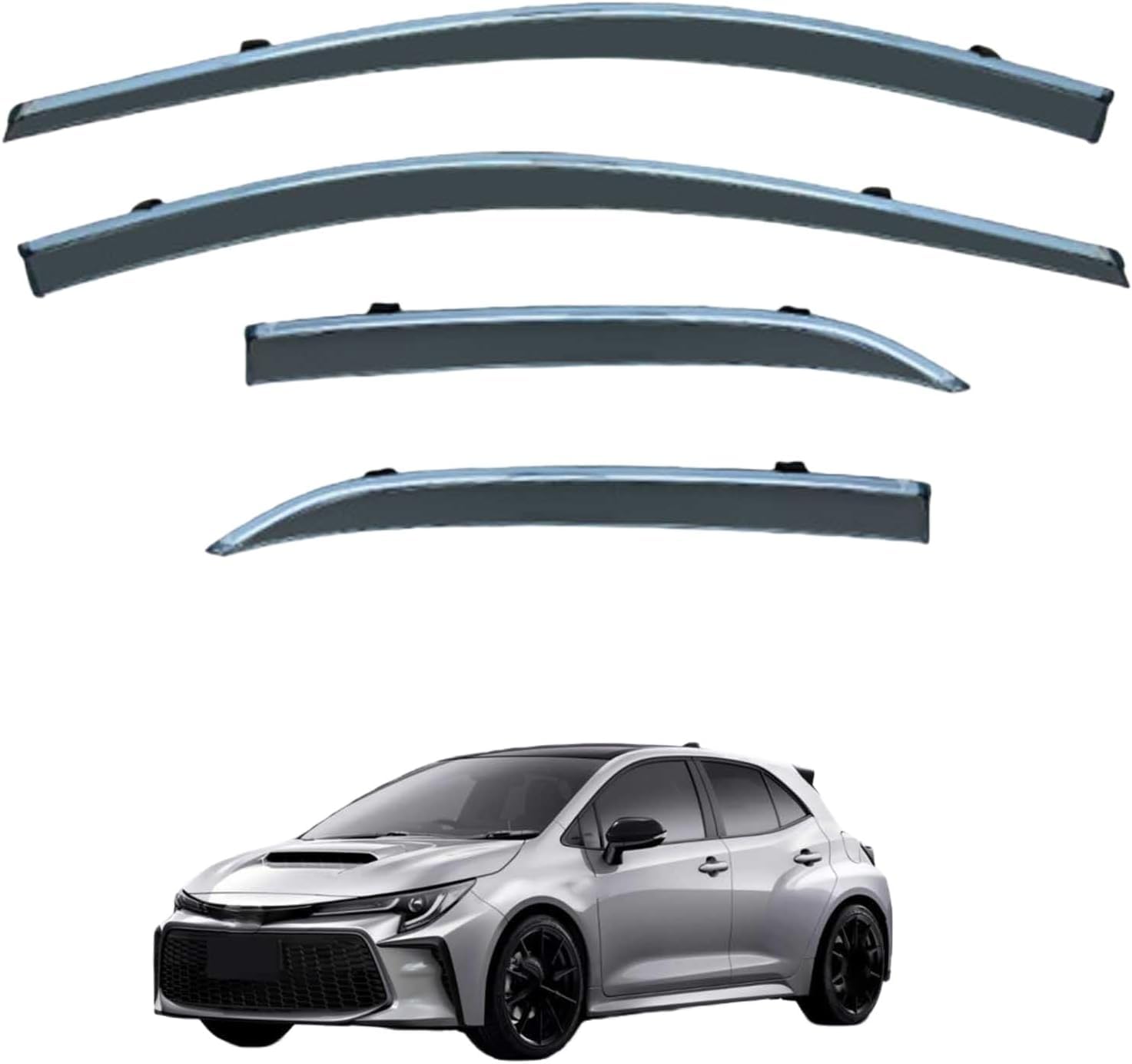 PLAKDFUU Wind Deflectors Rain Guards for Corolla Sport Hatchback MK12-E210 2019-2024 4Pcs, Side Window Visors Block UV & Rain, Fresh Air Flow
