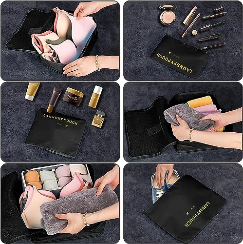 Image of 6 in 1 Polyester Secret Pouch Travel Bag Packing Cubes Laundry Bag with Undergarments & Cloth Storage Organizer Travelling Set /Suitcase Bag (BLACK)