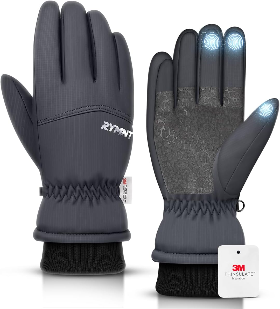 RYMNT Winter Waterproof Gloves Women Men, 3M Thinsulate Windproof Thermal Ski Glove with Touchscreen, Anti-Slip Snow Warm Gloves for Cycling, Driving, Hiking, Biking, Riding, Running, Outdoor Sports