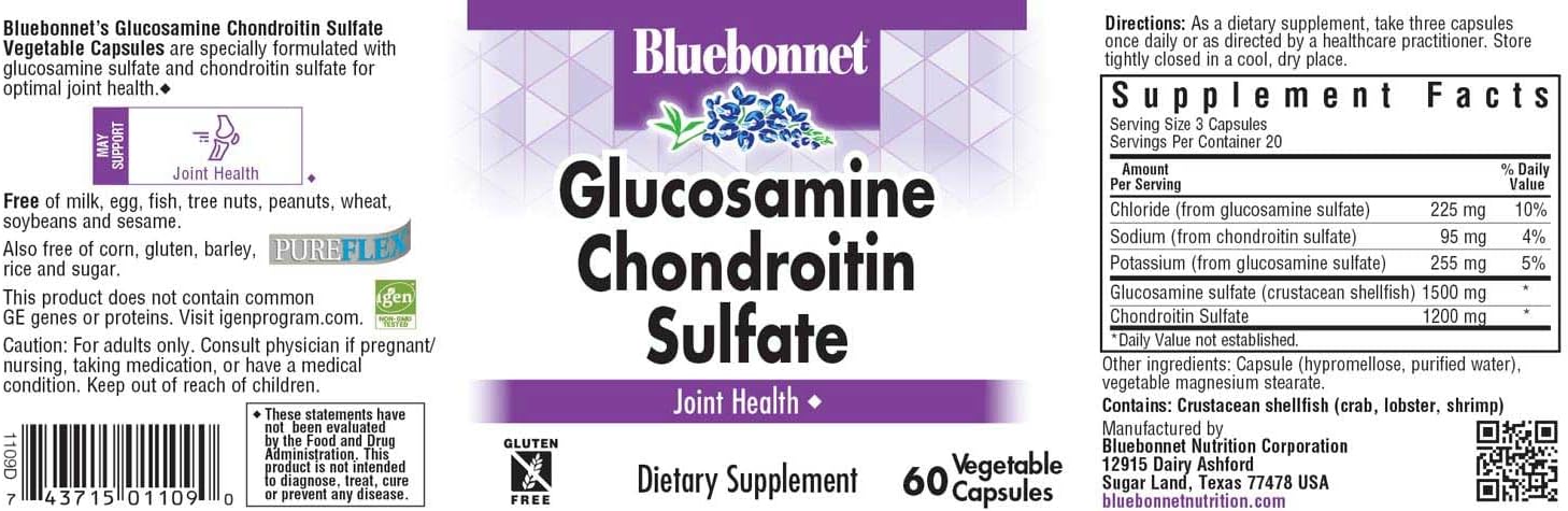 BlueBonnet Glucosamine Chondroitin Sulfate Supplement, 120 Count : Health & Household