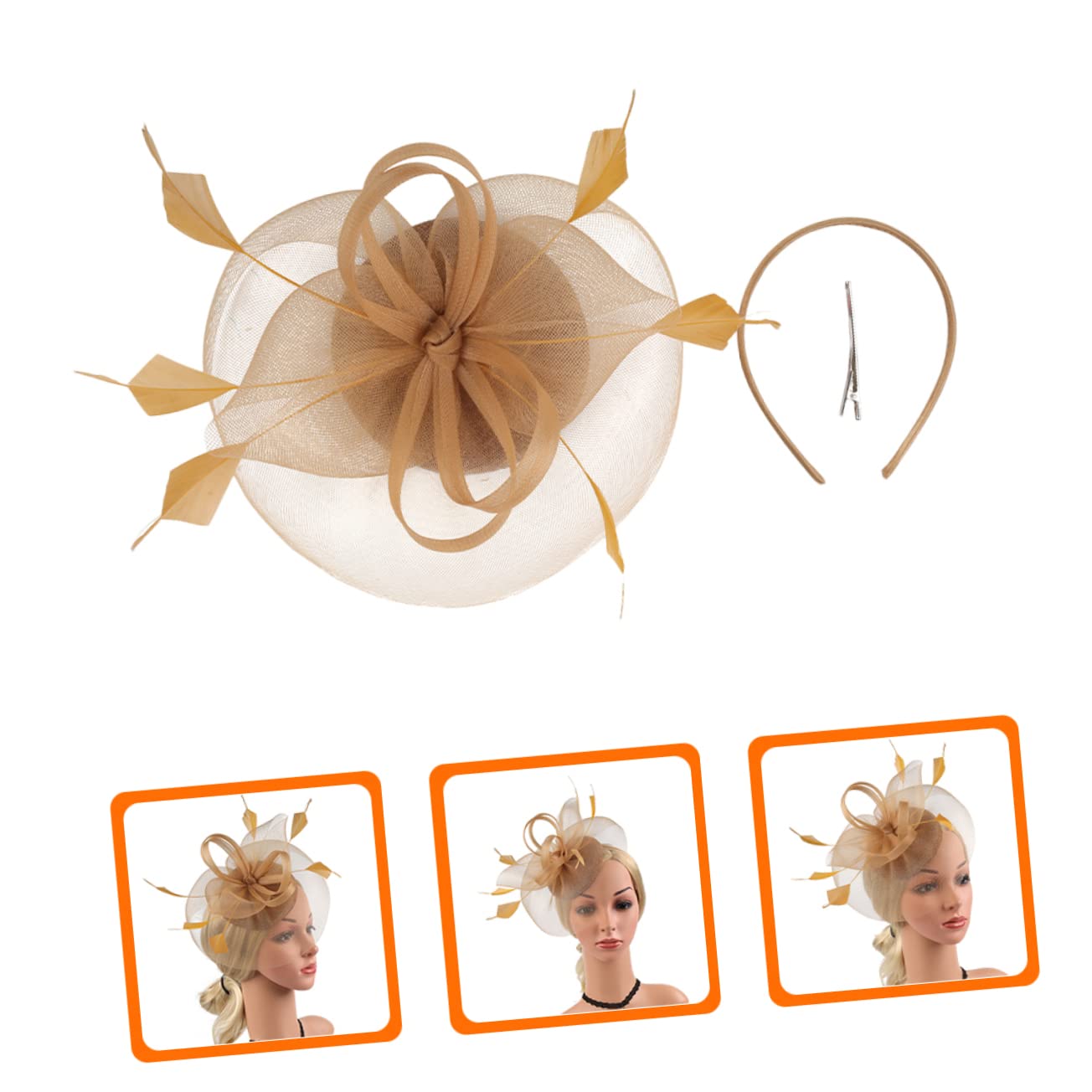 Abaodam 5pezzi Fascinator Elegante per Donne con Design Rete e Piume Artificiali Copricapo per Feste Matrimoni e Tea Party Accessorio Romantico e Leggero per Occasioni Speciali