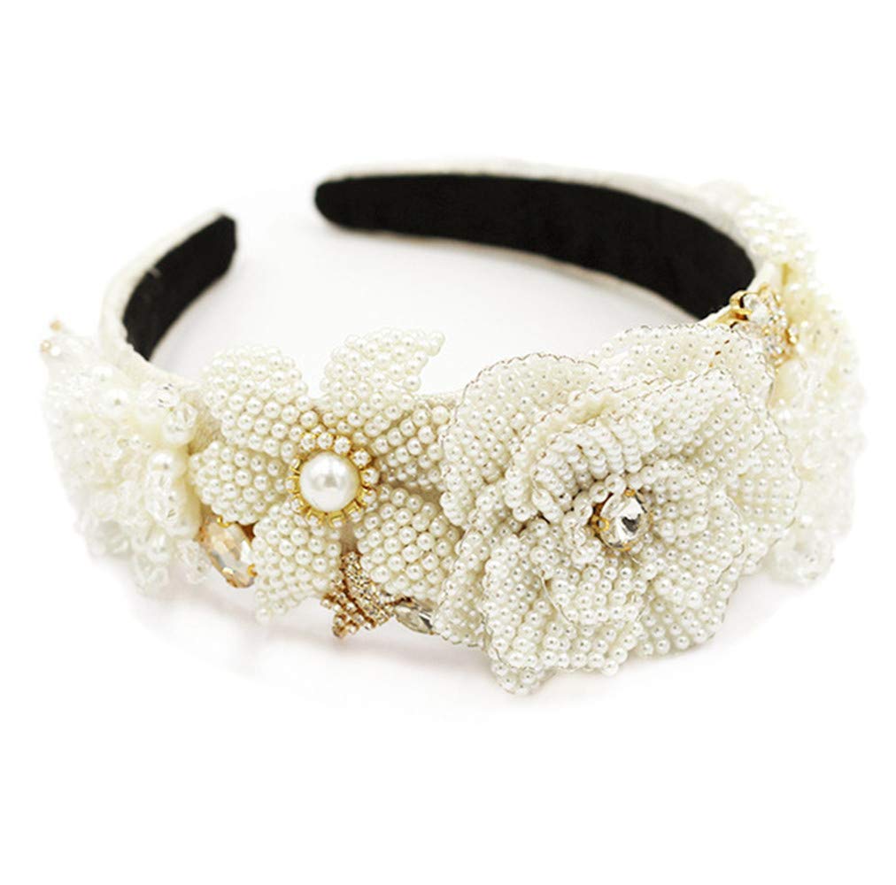 QTMY Pearl Crystal Headbands for Women,Hair Hoop