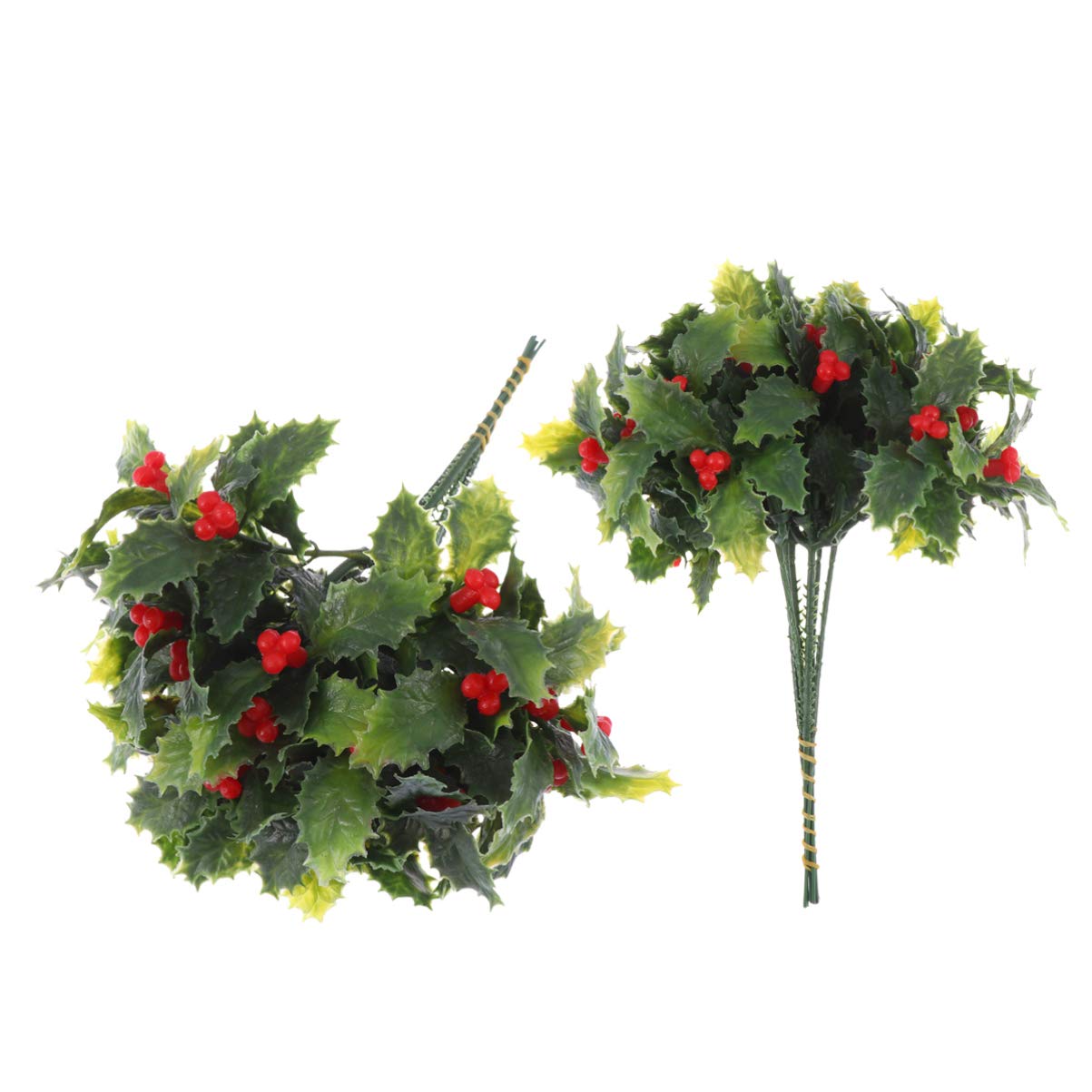 12 púas de Navidad Artificiales de Pino de Navidad, Tallos de Bayas Rojas, Hojas de Acebo para arreglos de, decoración de Invierno