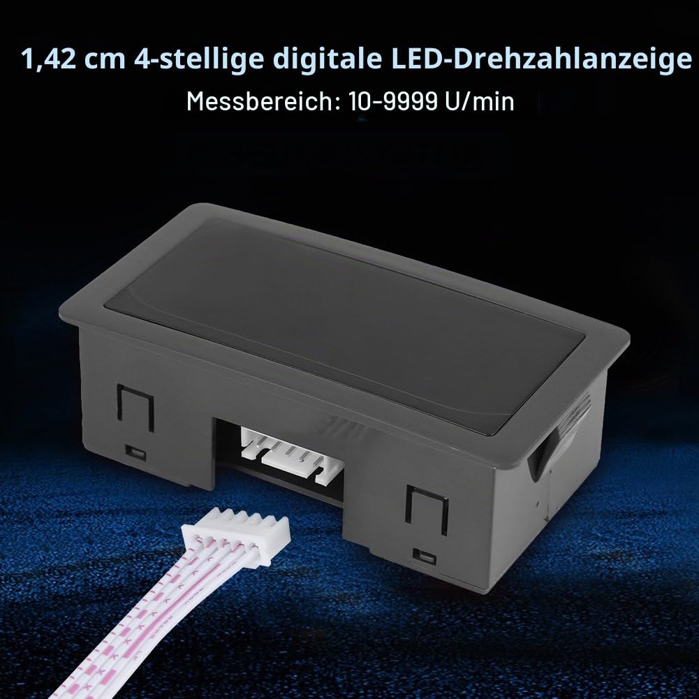 Drehzahlmesser 4 Digitaler LED Tachometer, 10-9999RPM Geschwindigkeit Meter Panel Induktive Hall NPN Sensor Näherungsschalter Sensor(Rot)