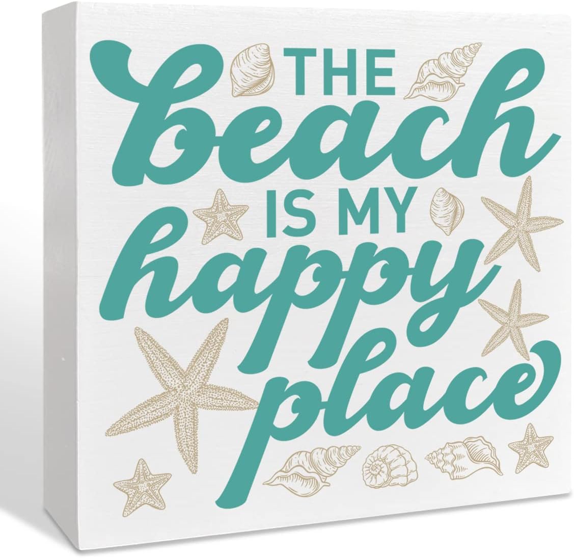 Farmhouse Beach Wooden Box Sign, The Beach My Happy Place, Summer Beach Decor for