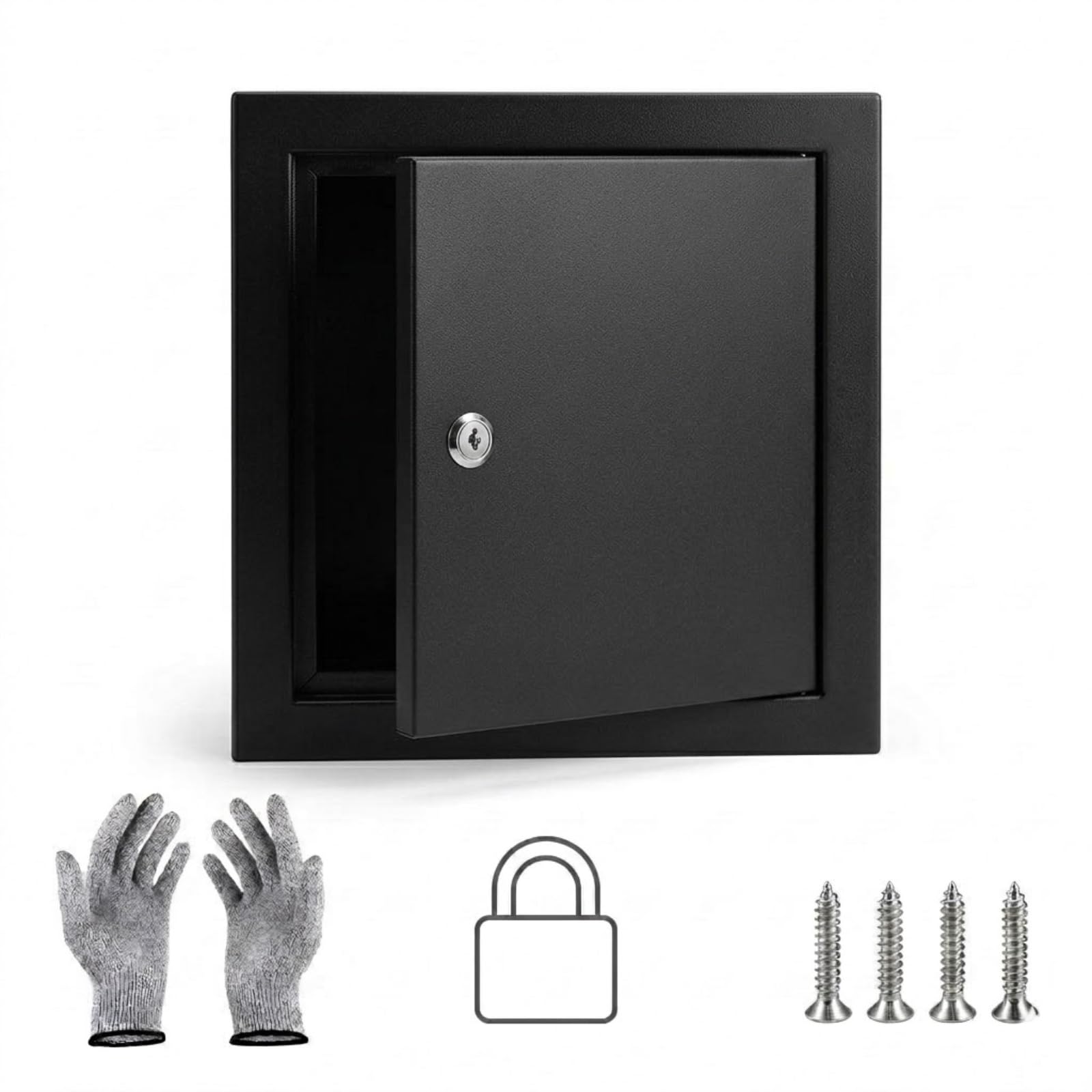 1mm Thick Metal Access Door for Gypsum Board 400x400 600x600 mm, Lockable Wall Hole Cover Plate, Plumbing Ceiling Attic Access Panel Hatch for Home Maintenance(Black,600x600mm)
