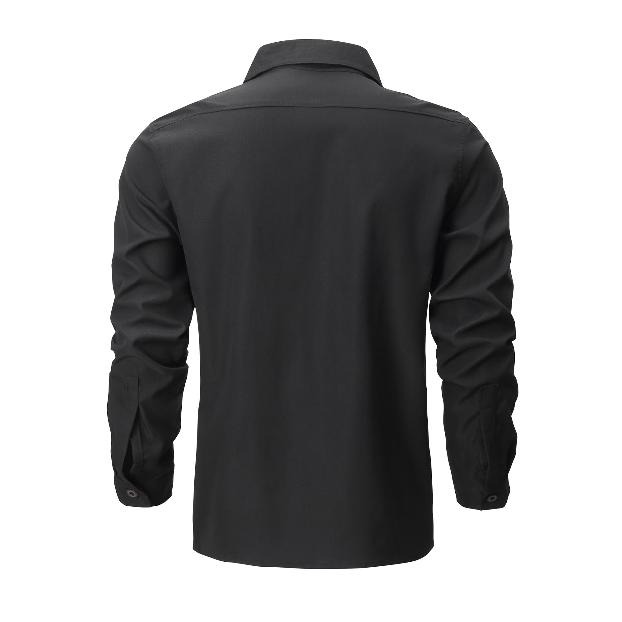 Herren Outdoor Langarm Hemd Funktionshemd mit Taschen Safari Sportshirt Atmungsaktiv Schnelltrocknend Shirts Casual Button Down Hemden Trekking Outdoorhemd