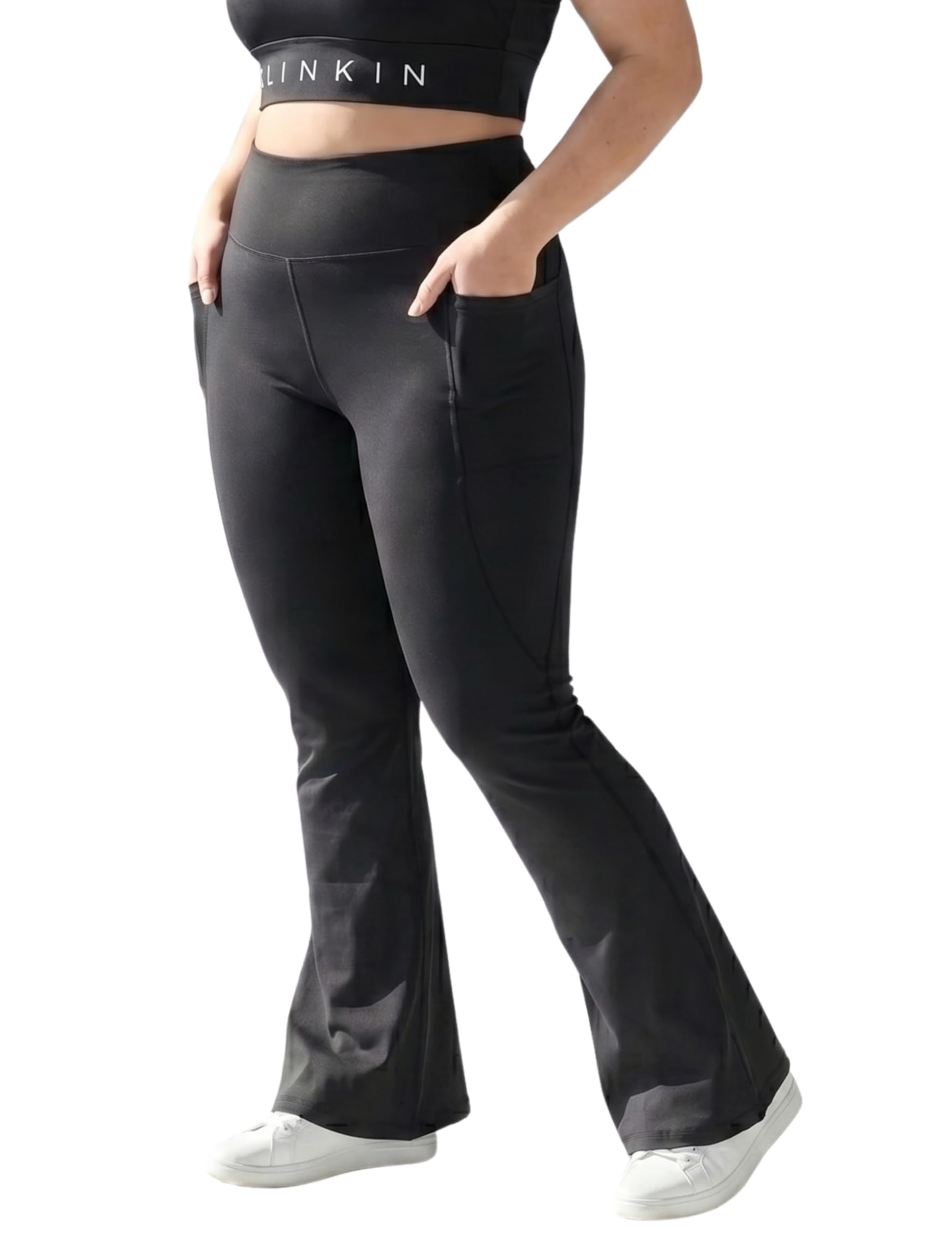 Plus Size Flared Gym Pants for Women - Workout Yoga Pants for Woman - Ultimate Flare Bootcut Track Pants Womens Activewear(M-7XL)-image-9